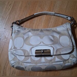 Coach Cream and Tan Shoulder Bag